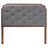 Baxton Studio Shanti Classic and Traditional Grey Fabric and Walnut Brown Finished Wood Queen Size Headboard