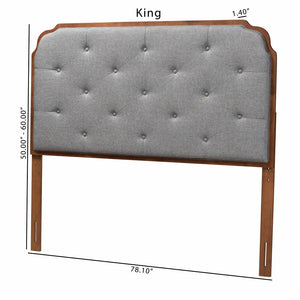 Baxton Studio Baxton Studio Shanti King Size Headboard - Elegant Grey Fabric, Walnut Wood, Adjustable Height Design MG9772-Dark Grey/Walnut-HB-King
