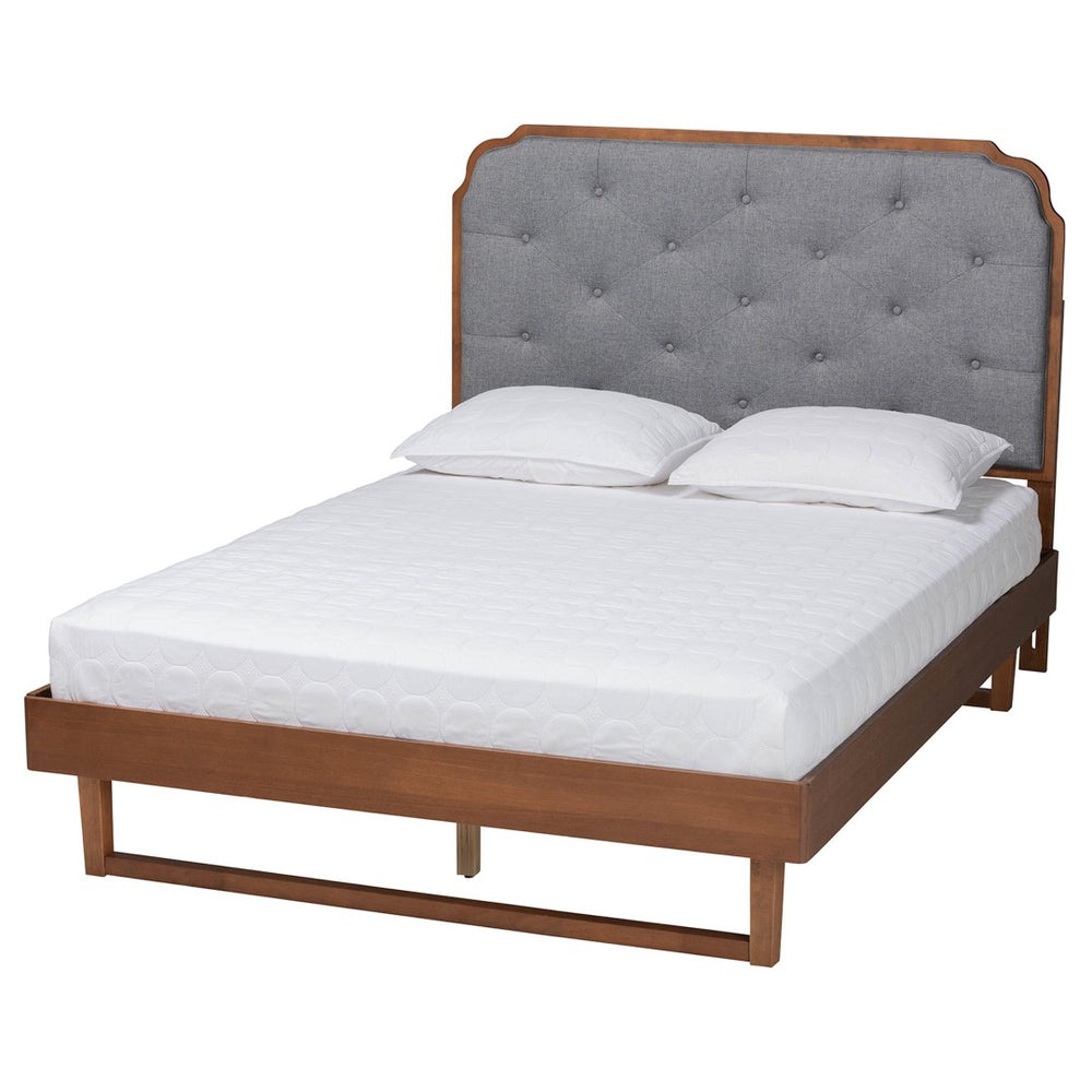 Baxton Studio Baxton Studio Roald King Size Platform Bed - Stylish Mid-Century Modern Design in Grey & Walnut MG9772/97043-King