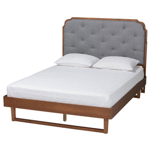 Baxton Studio Baxton Studio Roald King Size Platform Bed - Stylish Mid-Century Modern Design in Grey & Walnut MG9772/97043-King