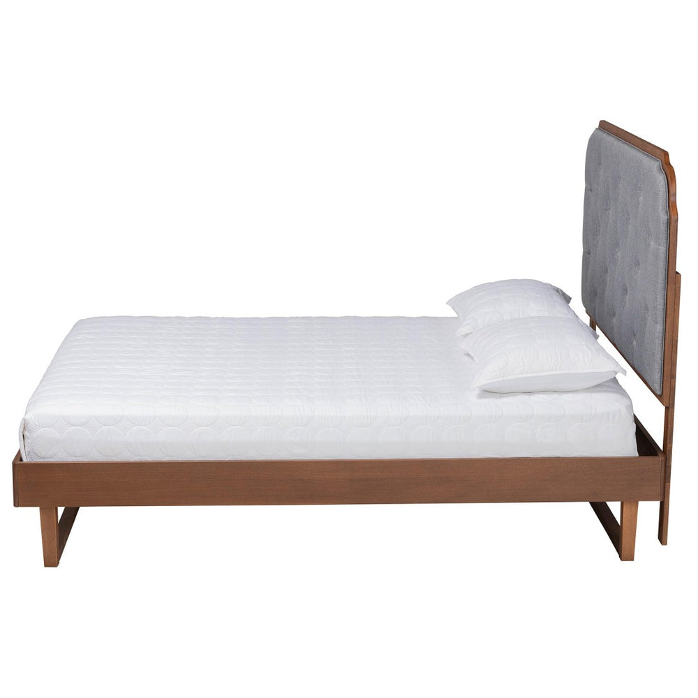 Baxton Studio Baxton Studio Roald King Size Platform Bed - Stylish Mid-Century Modern Design in Grey & Walnut MG9772/97043-King