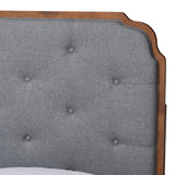 Baxton Studio Roald Mid-Century Modern Grey Fabric and Walnut Brown Wood King Size Platform Bed