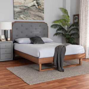 Baxton Studio Baxton Studio Roald King Size Platform Bed - Stylish Mid-Century Modern Design in Grey & Walnut MG9772/97043-King