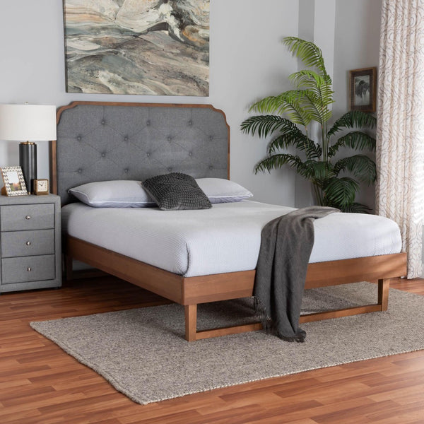 Baxton Studio Baxton Studio Roald King Size Platform Bed - Stylish Mid-Century Modern Design in Grey & Walnut MG9772/97043-King