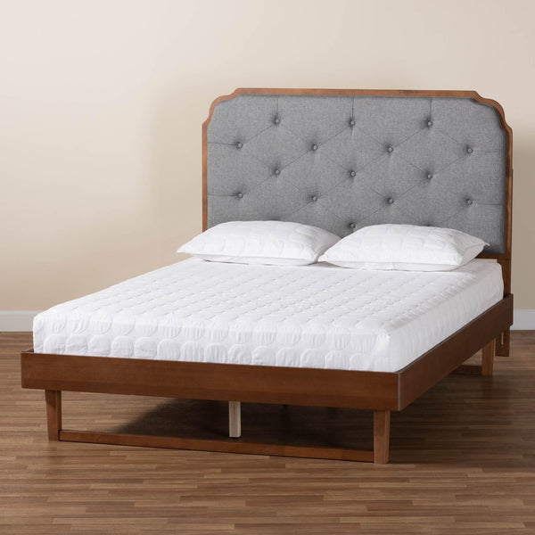 Baxton Studio Baxton Studio Roald King Size Platform Bed - Stylish Mid-Century Modern Design in Grey & Walnut MG9772/97043-King