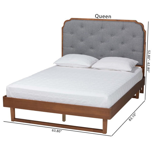 Baxton Studio Baxton Studio Roald King Size Platform Bed - Stylish Mid-Century Modern Design in Grey & Walnut MG9772/97043-King