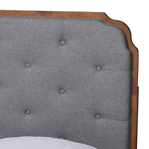 Baxton Studio Baxton Studio Garron King Size Platform Bed - Stylish Mid-Century Modern Grey Fabric & Walnut Wood MG9772/97151-King