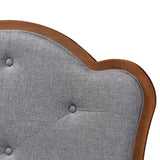 Baxton Studio Leandra Classic and Traditional Grey Fabric and Walnut Brown Finished Wood Queen Size Headboard 