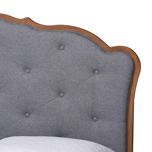 Baxton Studio Baxton Aithan Mid-Century Platform Bed With Button-Tufted Upholstered Headboard, Adjustable Height MG9773/9704-Queen