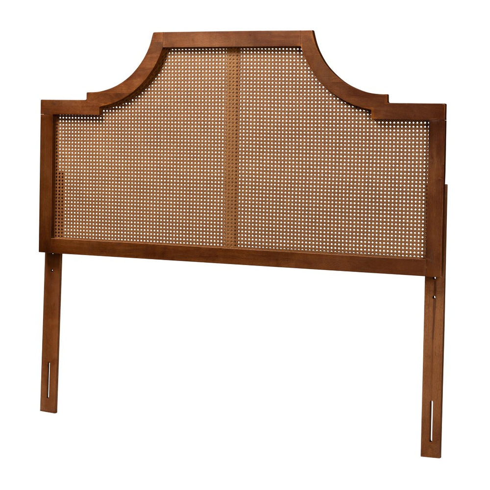 Baxton Studio Baxton Studio Risha Mid-Century Modern Wood and Rattan Headboard for Stylish Bedroom Décor Upgrade Queen MG9774-Ash Walnut Rattan-HB-Queen