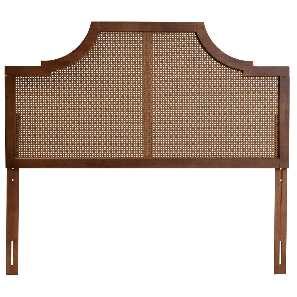 Baxton Studio Baxton Studio Risha Mid-Century Modern Wood and Rattan Headboard for Stylish Bedroom Décor Upgrade Queen MG9774-Ash Walnut Rattan-HB-Queen