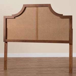 Baxton Studio Baxton Studio Risha Mid-Century Modern Wood and Rattan Headboard for Stylish Bedroom Décor Upgrade Queen MG9774-Ash Walnut Rattan-HB-Queen