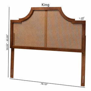 Baxton Studio Baxton Studio Risha Mid-Century Modern Wood and Rattan Headboard for Stylish Bedroom Décor Upgrade Queen MG9774-Ash Walnut Rattan-HB-Queen