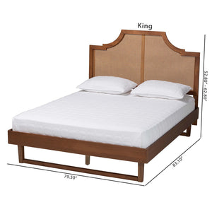 Baxton Studio Baxton Studio Francine Mid-Century Modern Woven Rattan Bed with Adjustable Headboard Heights King MG9774/97043-King