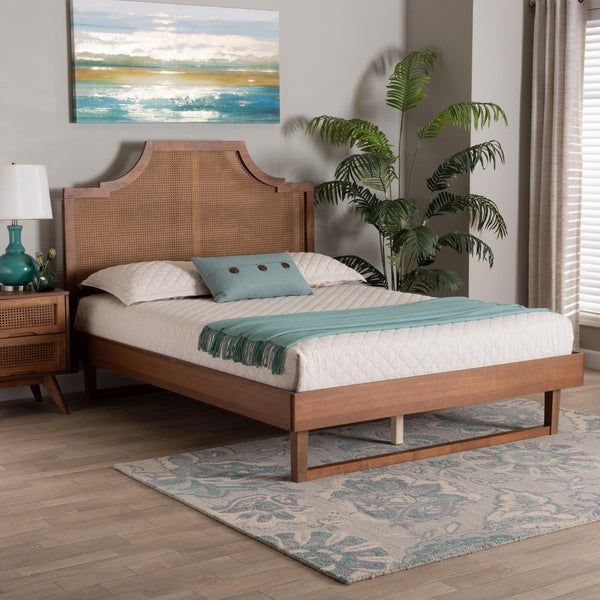 Baxton Studio Baxton Studio Francine Mid-Century Modern Woven Rattan Bed with Adjustable Headboard Heights King MG9774/97043-King