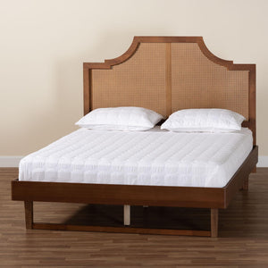 Baxton Studio Baxton Studio Francine Mid-Century Modern Woven Rattan Bed with Adjustable Headboard Heights King MG9774/97043-King