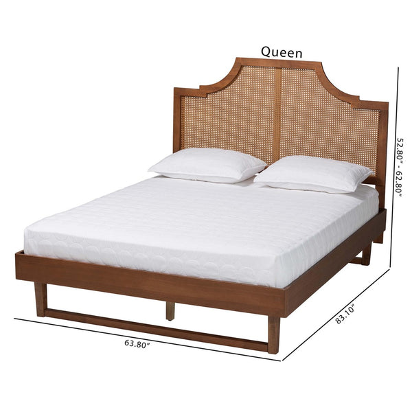 Baxton Studio Baxton Studio Francine Mid-Century Modern Woven Rattan Bed with Adjustable Headboard Heights King MG9774/97043-King