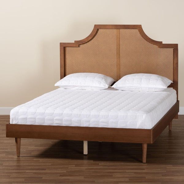 Baxton Studio Baxton Studio Macaria King Size Bed - Mid-Century Modern Design with Woven Rattan & Sturdy Frame MG9774/97151-King