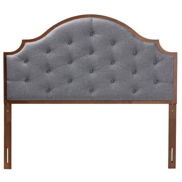 Baxton Studio Baxton Studio King Size Headboard in Grey Fabric & Walnut Wood – Elegant, Adjustable & Classic Design MG9775-Dark Grey/Walnut-HB-King