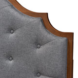 Baxton Studio Premala Classic and Traditional Grey Fabric and Walnut Brown Finished Wood Queen Size Headboard