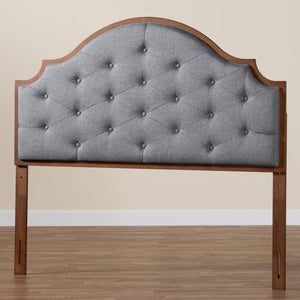 Baxton Studio Baxton Studio King Size Headboard in Grey Fabric & Walnut Wood – Elegant, Adjustable & Classic Design MG9775-Dark Grey/Walnut-HB-King