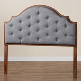 Baxton Studio Premala Classic and Traditional Grey Fabric and Walnut Brown Finished Wood Queen Size Headboard