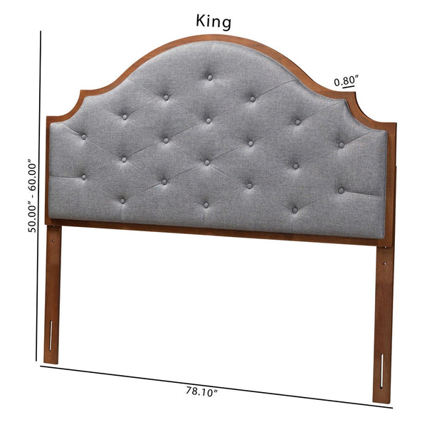Baxton Studio Baxton Studio King Size Headboard in Grey Fabric & Walnut Wood – Elegant, Adjustable & Classic Design MG9775-Dark Grey/Walnut-HB-King