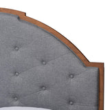 Baxton Studio Blanchard Mid-Century Modern Grey Fabric and Walnut Brown Wood King Size Platform Bed
