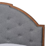 Baxton Studio Douglas Mid-Century Modern Grey Fabric and Walnut Brown Wood King Size Platform Bed