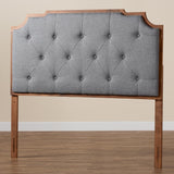 Baxton Studio Fortuna Classic and Traditional Grey Fabric and Walnut Brown Finished Wood Queen Size Headboard