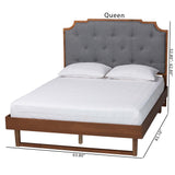 Baxton Studio Orlando Mid-Century Grey Fabric and Walnut Brown Wood King Size Platform Bed