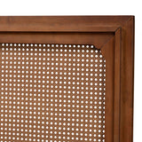 Baxton Studio Prewitt Mid-Century Modern Ash Walnut Finished Wood Queen Size Headboard with Rattan