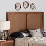 Baxton Studio Prewitt Mid-Century Modern Ash Walnut Finished Wood Queen Size Headboard with Rattan