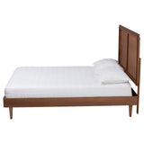 Baxton Studio Boris Mid-Century Modern Ash Walnut Woven Rattan King Size Bed