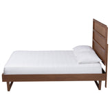 Baxton Studio Donnica Mid-Century Walnut Brown Finished Wood King Size Platform Bed with Woven Rattan