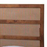 Baxton Studio Donnica Mid-Century Walnut Brown Finished Wood King Size Platform Bed with Woven Rattan