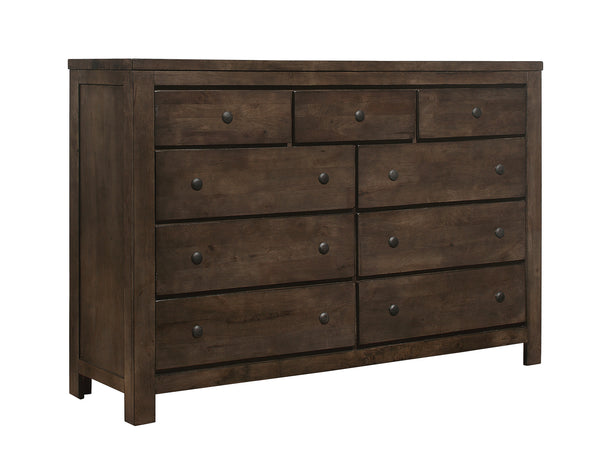 English Elm Wallace & Bay - Brown Farmhouse 9-Drawer Dresser — Rustic Wood Storage, Easy-Care Finish, Spacious 65.6" L Design for Stylish Organization B361P384477