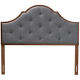 Baxton Studio Camila Classic and Traditional Grey Fabric and Walnut Brown Finished Wood Queen Size Headboard