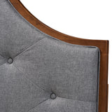 Baxton Studio Camila Classic and Traditional Grey Fabric and Walnut Brown Finished Wood Queen Size Headboard