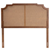 Baxton Studio Fortuna Classic and Traditional Ash Walnut Finished Wood Queen Size Headboard with Rattan