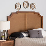 Baxton Studio Fortuna Classic and Traditional Ash Walnut Finished Wood Queen Size Headboard with Rattan