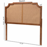 Baxton Studio Fortuna Classic and Traditional Ash Walnut Finished Wood Queen Size Headboard with Rattan