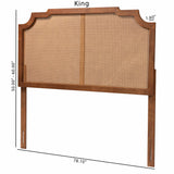 Baxton Studio Fortuna Classic and Traditional Ash Walnut Finished Wood Queen Size Headboard with Rattan