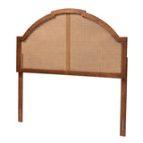 Madeline Classic and Traditional Ash Walnut Finished Wood Headboard with Rattan