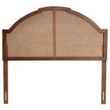 Baxton Studio Madeline Classic and Traditional Ash Walnut Finished Wood Queen Size Headboard with Rattan