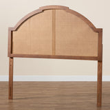 Baxton Studio Madeline Classic and Traditional Ash Walnut Finished Wood Queen Size Headboard with Rattan