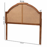 Baxton Studio Madeline Classic and Traditional Ash Walnut Finished Wood Queen Size Headboard with Rattan