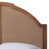 Baxton Studio Ridgely Mid-Century Walnut Brown Wood and Rattan King Size Platform Bed