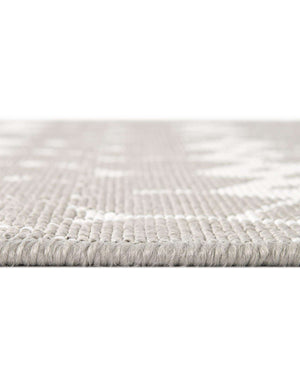 Unique Loom Outdoor Trellis Cardak Machine Made Geometric Rug Gray, Ivory 7' 1" x 7' 1"