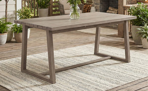 English Elm Outdoor Acacia Wood Round Patio Dining Set with Umbrella Hole and Curved Armchairs Brown N719P402255D